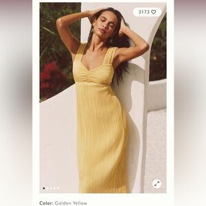 By Anthropology Pleated Satin Midi Dress 💛